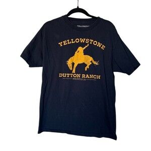 Yellowstone T-Shirt Mens L Black Dutton Ranch Montana Bucking Bronco
